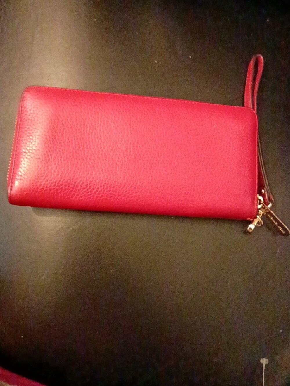 Michael Kors Red Jet Set Continental Zip Around Wallet w/ Gold Hardware - Picture 3 of 8